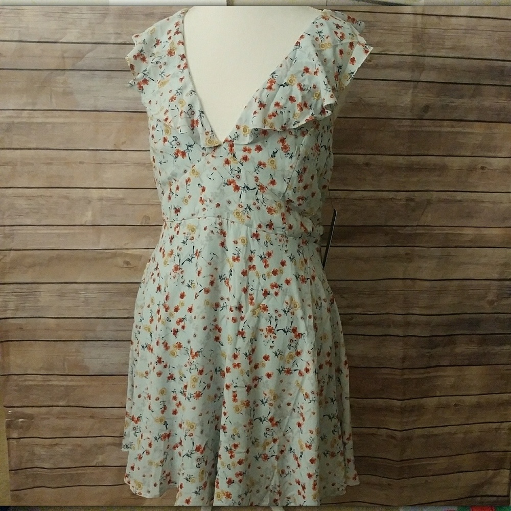 Lulus Floral Mini Dress With Front Ruffle